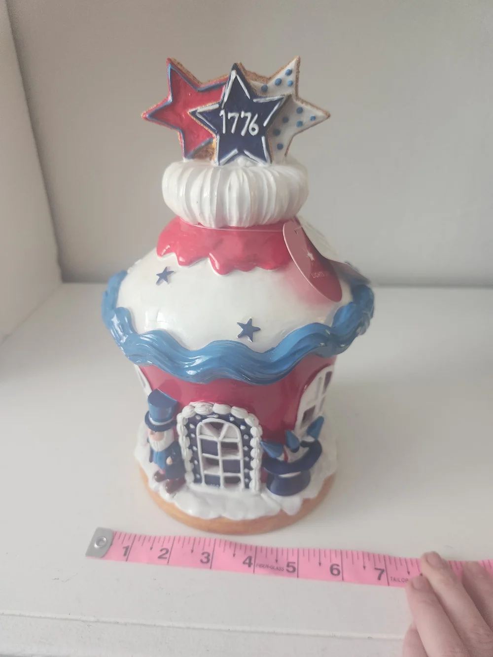 Patriotic Light Up Cupcake House 1776 July 4th Decor